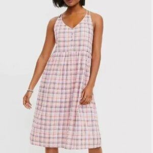 LOFT Pink Plaid Gingham Strappy Sleeveless Size 2